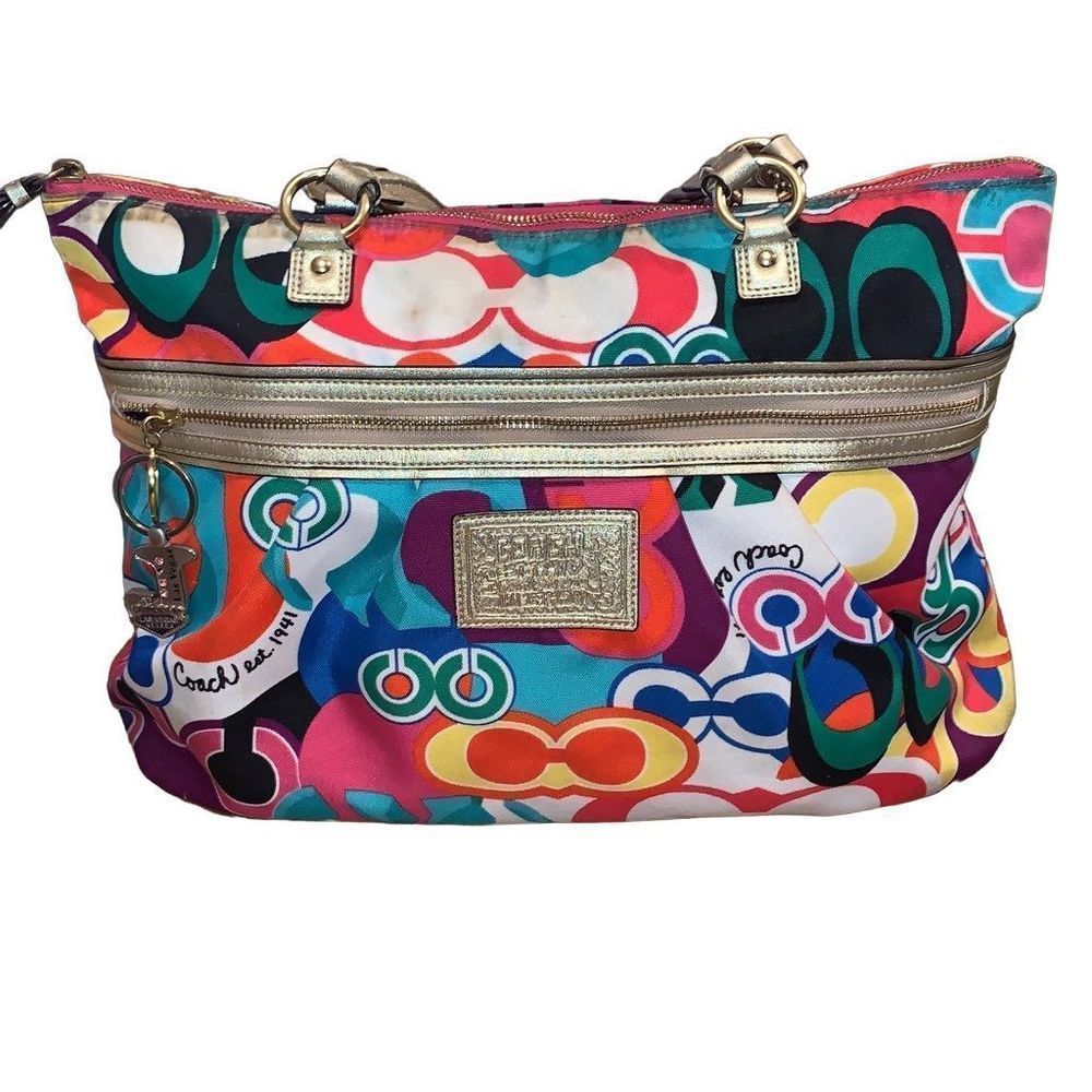 COACH Poppy Multicolor Daisy Tote Bag RARE